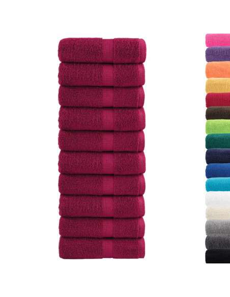 Asciugamani Ospiti 10 pz Bordeaux 30x50 cm 600gsm 100% Cotone