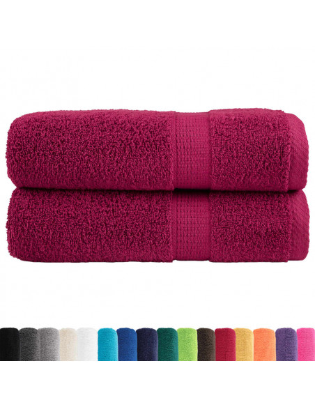 Asciugamani da Bagno 2 pz Bordeaux 100x150cm 600gsm 100% Cotone