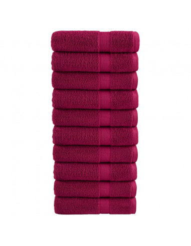Asciugamani Bagno 10 pz Bordeaux 100x150 cm 600gsm 100% Cotone