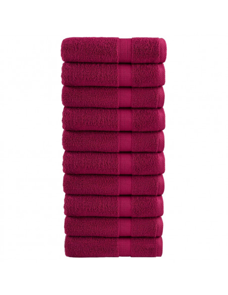 Asciugamani Bagno 10 pz Bordeaux 100x150 cm 600gsm 100% Cotone