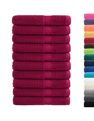 Asciugamani Sauna 10 pz Bordeaux 80x200cm 600gsm 100% Cotone