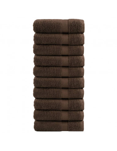 Asciugamani da Bagno 10 pz Marroni 100x150cm 600gsm 100% Cotone