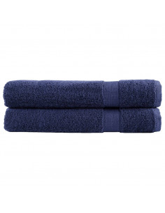 Asciugamani Premium 2 pz Blu Navy 100x200cm 600gsm 100% Cotone 2