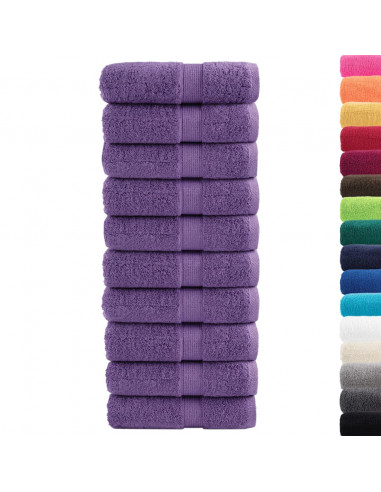 Asciugamani per Ospiti 10 pz Viola 30x50cm 600 g/m² 100% Cotone