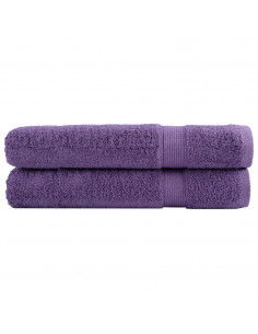 Asciugamani Premium 2 pz Viola 100x200 cm 600 g/m² 100% Cotone 2