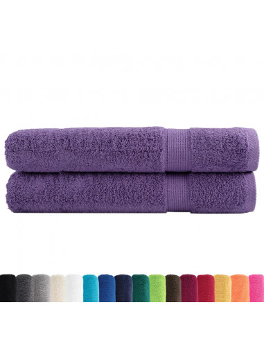 Asciugamani Premium 2 pz Viola 100x200 cm 600 g/m² 100% Cotone