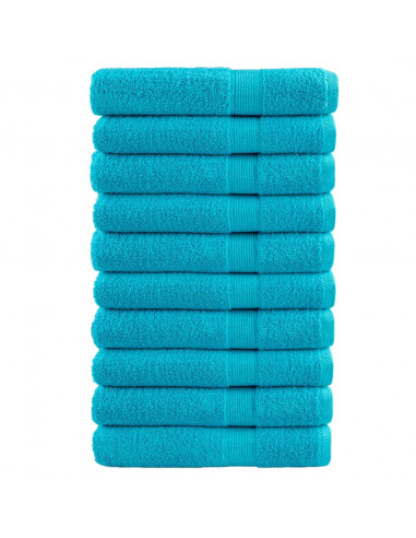 Asciugamani 10 pz Turchese 100x200 cm 600 g/m² 100% Cotone