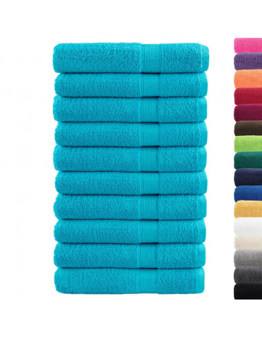 Asciugamani 10 pz Turchese 100x200 cm 600 g/m² 100% Cotone