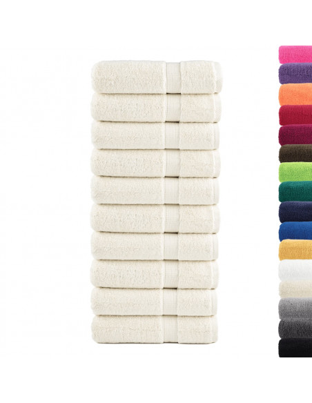 Asciugamani Premium 10 pz Crema 50x100 cm 600 g/m² 100% Cotone
