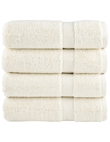 Asciugamani da Doccia 4 pz Crema 70x140 cm 600 g/m² 100% Cotone
