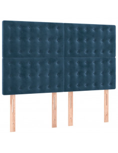 Giroletto a Molle con Materasso Blu Scuro 140x200 cm in Velluto