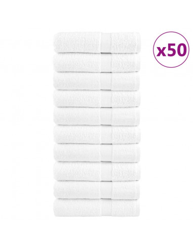 Asciugamani Premium 50 pz Bianchi 50x100 cm 600gsm 100% Cotone
