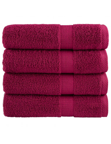 Asciugamani da Bagno 4 pz Bordeaux 100x150cm 600gsm 100% Cotone