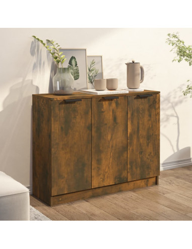Credenza Rovere Fumo 90,5x30x70 cm in Legno Multistrato