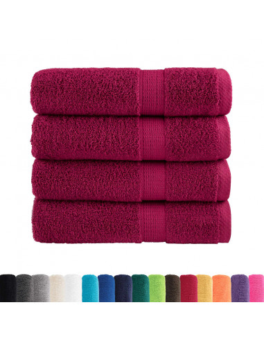 Asciugamani da Bagno 4 pz Bordeaux 100x150cm 600gsm 100% Cotone