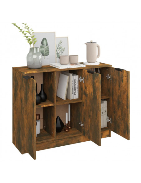 Credenza Rovere Fumo 90,5x30x70 cm in Legno Multistrato
