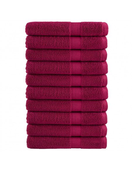 Asciugamani Bagno 10 pz Bordeaux 100x200cm 600gsm 100% Cotone