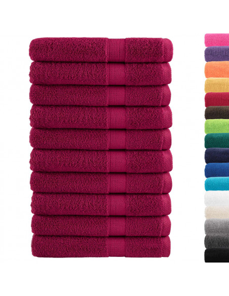 Asciugamani Bagno 10 pz Bordeaux 100x200cm 600gsm 100% Cotone