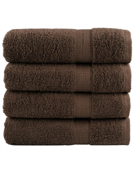 Asciugamani da Bagno 4 pz Marroni 100x150 cm 600gsm 100% Cotone