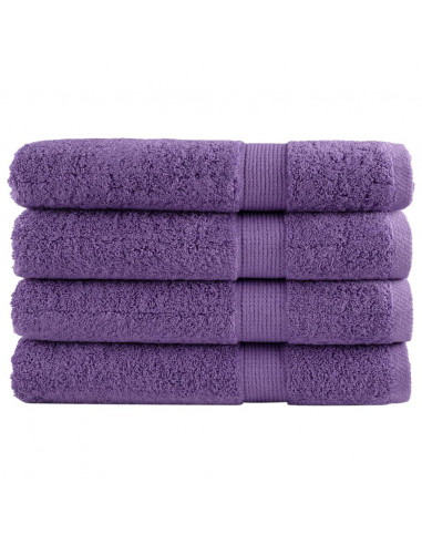 Asciugamani Premium 4 pz Viola 100x200 cm 600 g/m² 100% Cotone