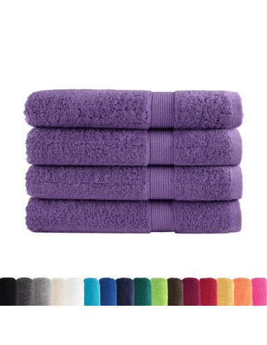 Asciugamani Premium 4 pz Viola 100x200 cm 600 g/m² 100% Cotone