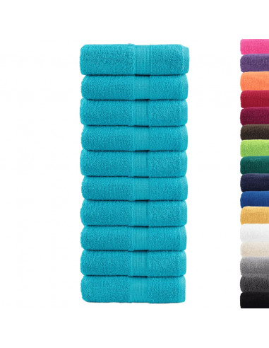 Asciugamani Ospiti 10 pz Turchesi 30x50cm 600 g/m² 100% Cotone