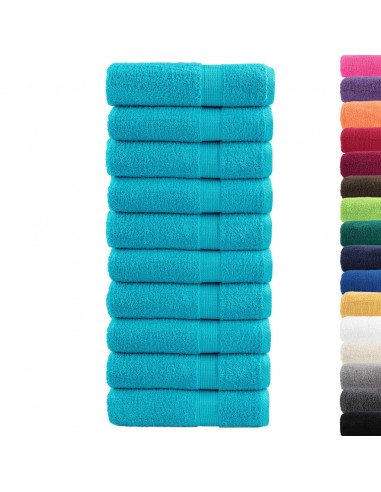 Asciugamani da Bagno 10 pz Verdi 100x150cm 600 g/m² 100% Cotone