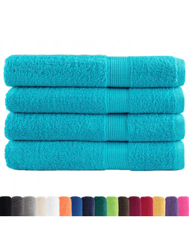 Asciugamani Premium 4pz Turchese 100x200cm 600 g/m² 100% Cotone