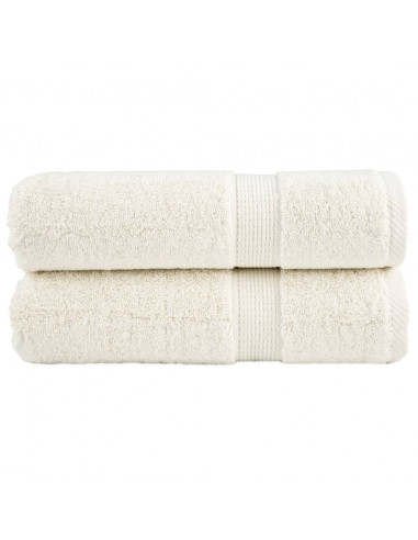 Asciugamani da Doccia 2 pz Crema 70x140 cm 600 g/m² 100% Cotone