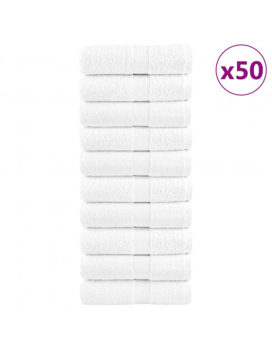 Asciugamani Ospiti 50 pz Bianchi 30x50 cm 600gsm 100% Cotone