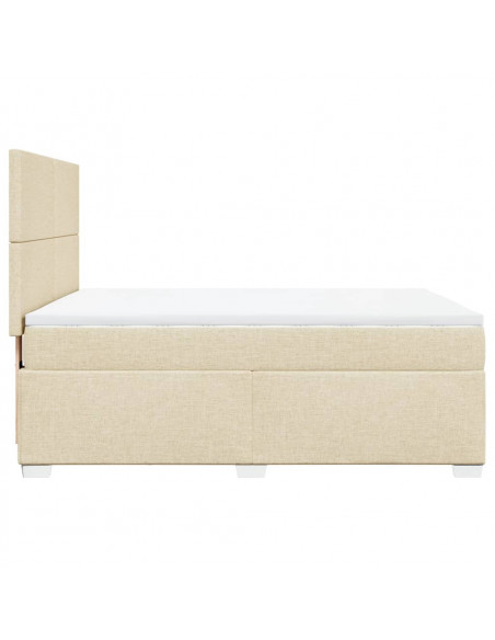 Giroletto a Molle con Materasso Crema 160x200 cm in Tessuto