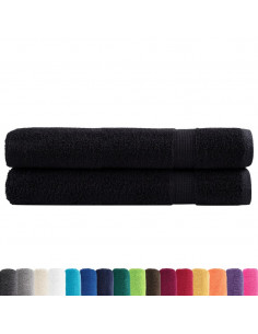Asciugamani per Sauna SOLUND 2 pz Neri 80x200 cm 600 g/m² 2