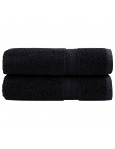 Asciugamani Premium 2 pz Neri 50x100 cm 600 g/m² 100% Cotone 2