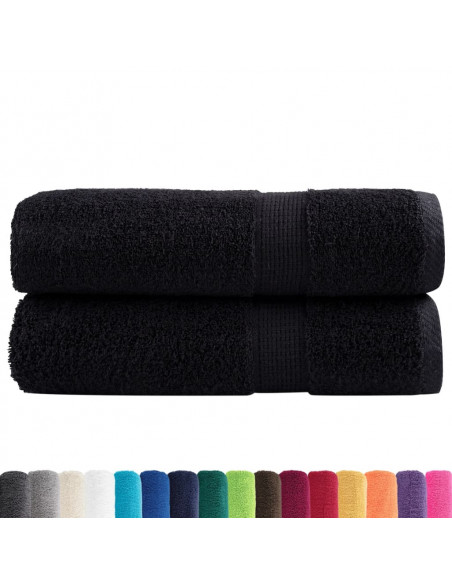 Asciugamani Premium 2 pz Neri 50x100 cm 600 g/m² 100% Cotone