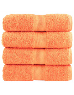 Asciugamani Ospiti 4pz Arancioni 30x50 cm 600 gsm 100% Cotone 2