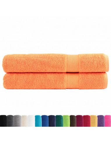 Asciugamani 2 pz Arancione 100x200 cm 600 g/m² 100% Cotone