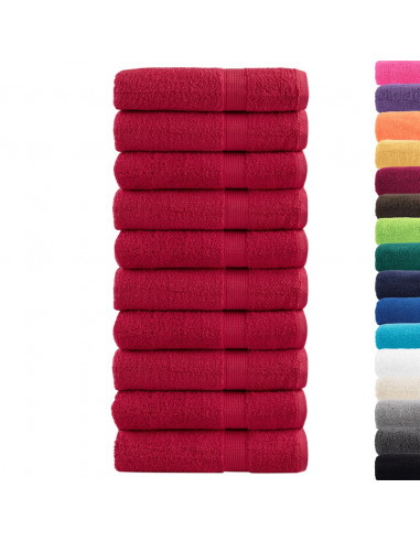 Asciugamani da Doccia 10 pz Rossi 70x140cm 600 g/m² 100% Cotone