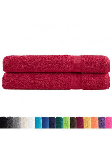 Asciugamani per Sauna 2 pz Rossi 80x200 cm 600 g/m² 100% Cotone