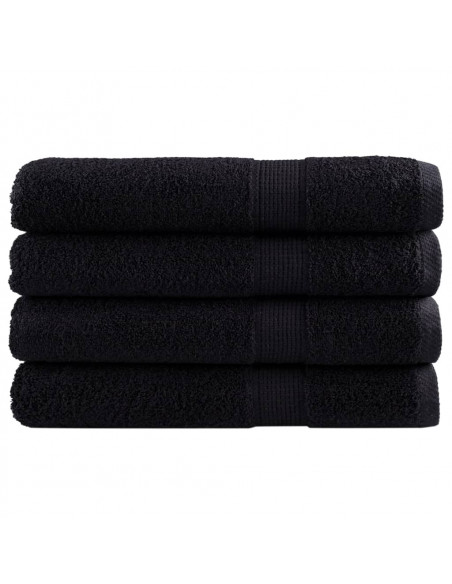 Asciugamani 4 pz Neri 100x200 cm 600 g/m² 100% Cotone