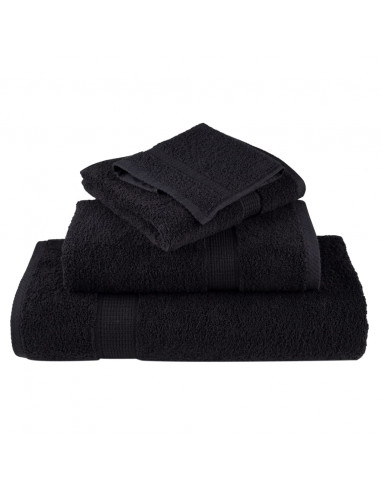 Asciugamani 4 pz Neri 100x200 cm 600 g/m² 100% Cotone