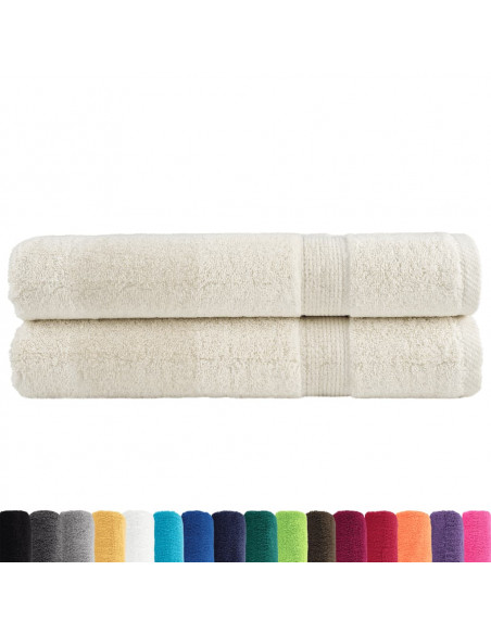 Asciugamani Premium 2 pz Crema 100x200 cm 600 g/m² 100% Cotone