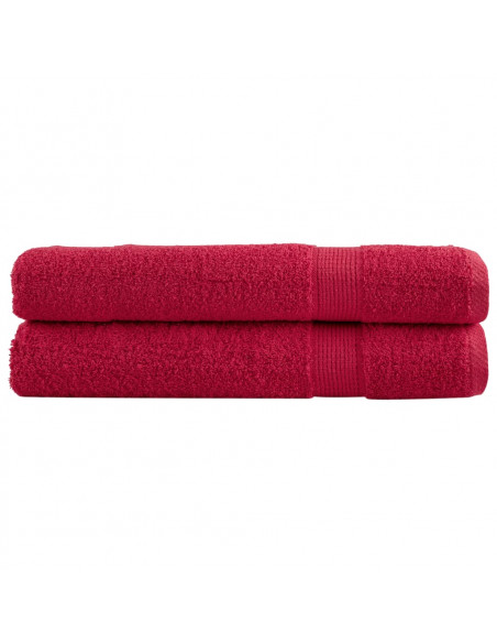 Asciugamani Premium 2 pz Rossi 100x200 cm 600 g/m² 100% Cotone