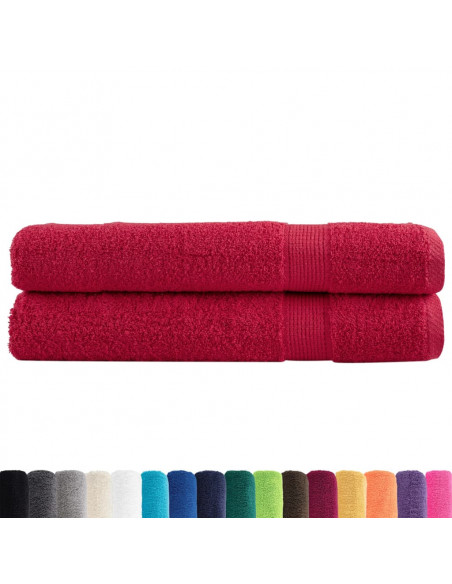 Asciugamani Premium 2 pz Rossi 100x200 cm 600 g/m² 100% Cotone