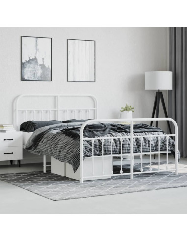 Giroletto con Testiera e Pediera Metallo Bianco 140x190 cm