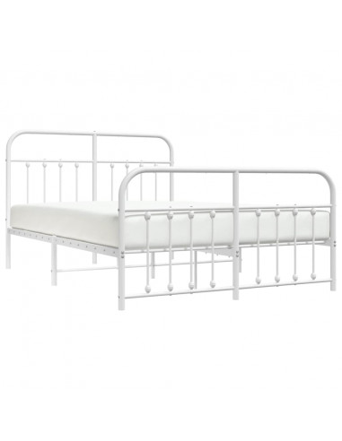 Giroletto con Testiera e Pediera Metallo Bianco 140x190 cm