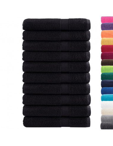 Asciugamani 10 pz Neri 100x200 cm 600 g/m² 100% Cotone