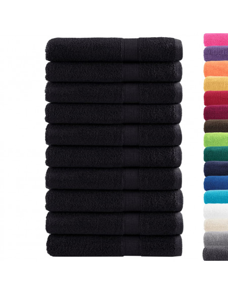 Asciugamani 10 pz Neri 100x200 cm 600 g/m² 100% Cotone
