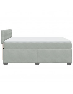 Giroletto a Molle con Materasso Grigio Chiaro 140x190cm Velluto