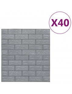 Carta da parati 3D Motivo a Mattoni Autoadesiva 40 pz Antracite 2