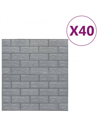 Carta da parati 3D Motivo a Mattoni Autoadesiva 40 pz Antracite